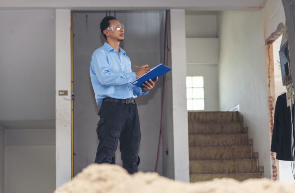 Expert immobilier inspectant un logement vide pour anticiper les travaux et éviter les pieges de la location accession.